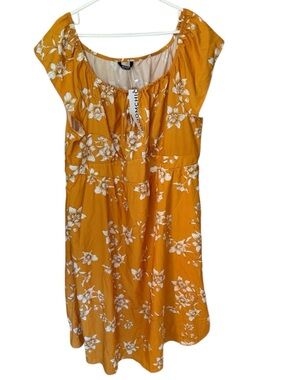 BloomChic Floral Off-Shoulder Midi Dress Size 22-24 NEW Yellow Boho